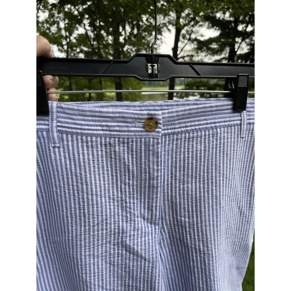 Talbots Relaxed Chino Shorts Blue & White Seersucker Striped Cotton Ladies 12